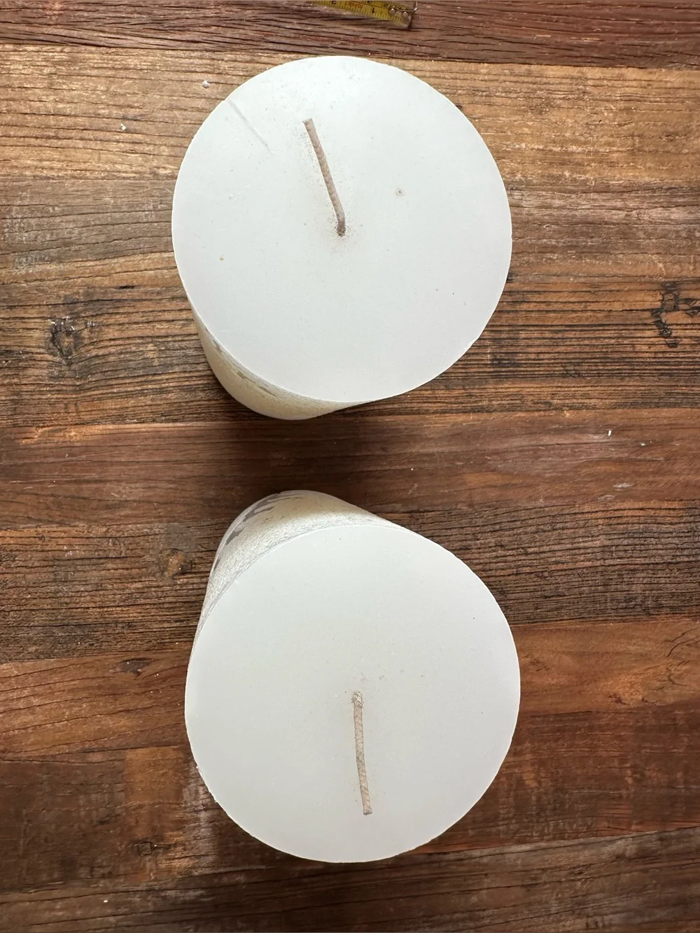 White Frosted Glass Leaf Pillar Candle - Set of 2